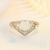 Heart Opal Zircon 925 Silver Ring Wedding Party Accessories