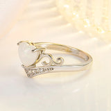 Heart Opal Zircon 925 Silver Ring Wedding Party Accessories