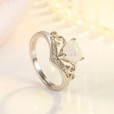Heart Opal Zircon 925 Silver Ring Wedding Party Accessories
