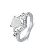 Heart Opal Zircon 925 Silver Ring Wedding Party Accessories