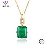 925 Silver Necklace Emerald Zircon Pendant Wedding