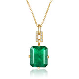 925 Silver Necklace Emerald Zircon Pendant Wedding