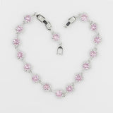 Sterling Silver Heart Bracelet with Zircon Gemstone for Women