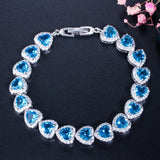 Heart Bracelet 925 Silver with Zircon Gemstone for Women