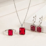 925 Silver Rectangle Zircon Jewelry Set for Women