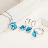 925 Silver Rectangle Zircon Jewelry Set for Women