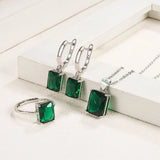 925 Silver Rectangle Zircon Jewelry Set for Women