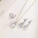 925 Silver Rectangle Zircon Jewelry Set for Women