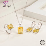 925 Silver Rectangle Zircon Jewelry Set for Women