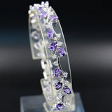 925 Silver Zircon Gemstone Leaf Bracelet for Women