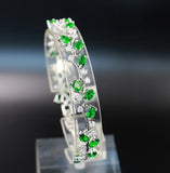 925 Silver Zircon Gemstone Leaf Bracelet for Women