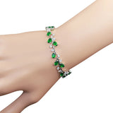 925 Silver Zircon Gemstone Leaf Bracelet for Women