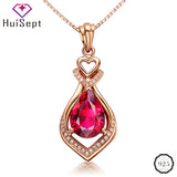 Silver Necklace Ruby Zircon Pendant for Women Wedding