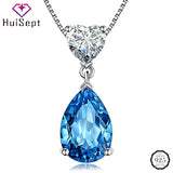 925 Silver Water Drop Sapphire Zircon Pendant