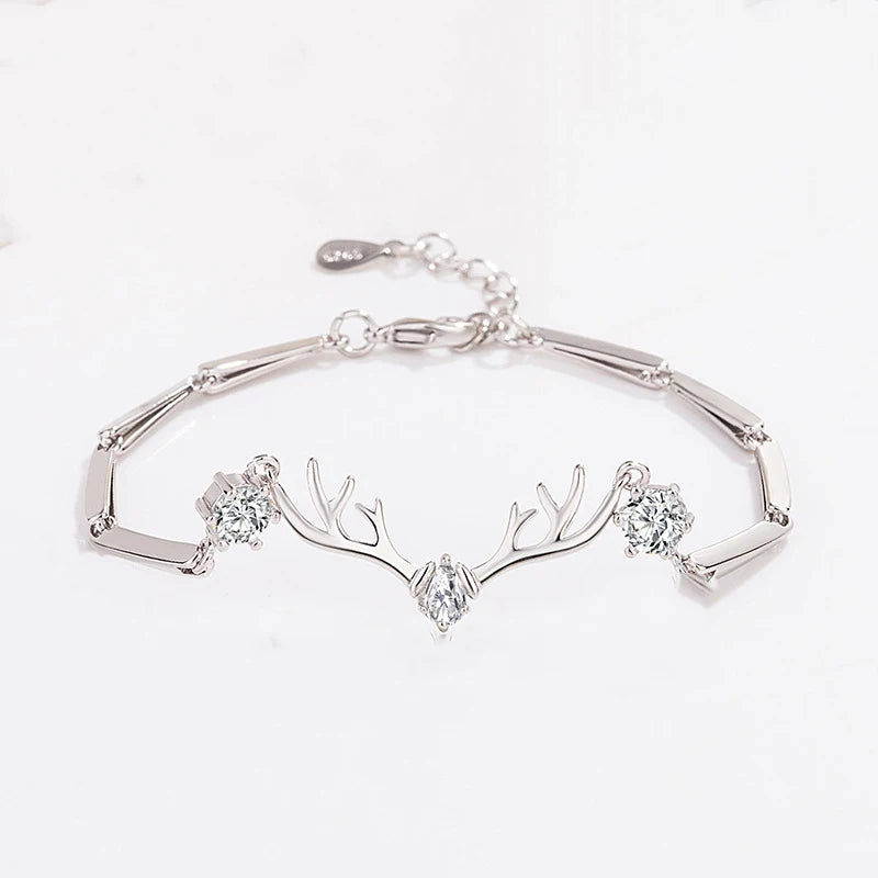 925 Silver Elk Shape Sapphire Zircon Bracelet for Wedding Party