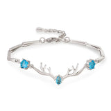 925 Silver Elk Shape Sapphire Zircon Bracelet for Wedding Party