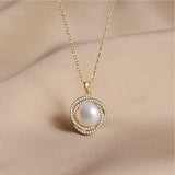 Pearl Necklace S925 Silver Zircon Pendant Wedding Gift