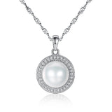S925 Silver Pearl Necklace Round Pendant for Women Wedding Gift
