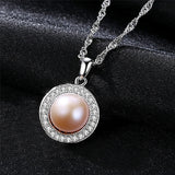 S925 Silver Pearl Necklace Round Pendant for Women Wedding Gift