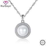 S925 Silver Pearl Necklace Round Pendant for Women Wedding Gift