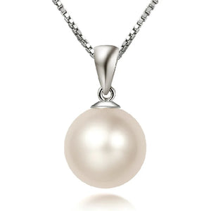 Silver 925 Pearl Necklace Pendant Wedding Engagement Gift