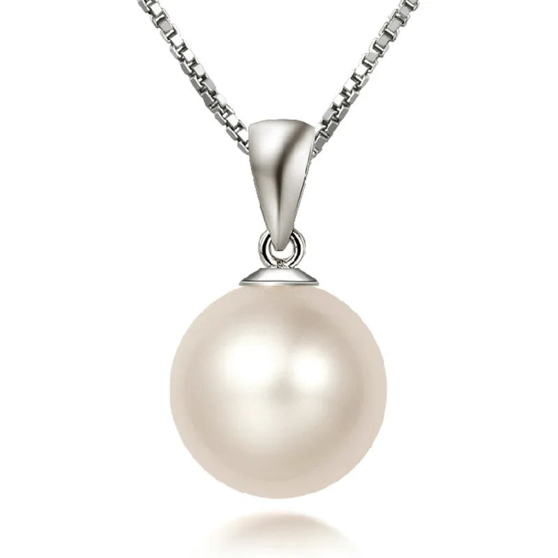 Silver 925 Pearl Necklace Pendant Wedding Engagement Gift