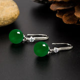 925 Silver Red Chalcedony Zircon Drop Earrings Ethnic Style for Women