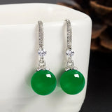 925 Silver Red Chalcedony Zircon Drop Earrings Ethnic Style for Women