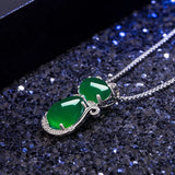 Retro Silver 925 Necklace Cat Shape Emerald Zircon Pendant