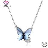 Sapphire Zircon Butterfly Pendant Necklace for Women