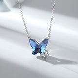 Sapphire Zircon Butterfly Pendant Necklace for Women