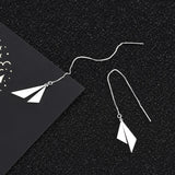 925 Silver Geometric Triangle Drop Earrings for Women