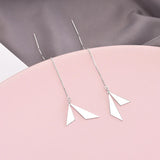 925 Silver Geometric Triangle Drop Earrings for Women