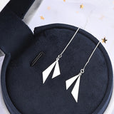 925 Silver Geometric Triangle Drop Earrings for Women