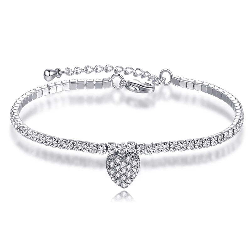 Heart Shape Zircon Gemstone Bracelet Silver 925 Jewelry for Women