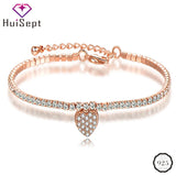 Heart Shape Zircon Gemstone Bracelet Silver 925 Jewelry for Women