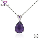 Silver 925 Necklace Women Wedding Amethyst Gemstone Pendant Valentine Gift