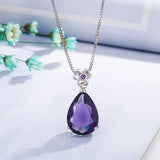 Silver 925 Necklace Women Wedding Amethyst Gemstone Pendant Valentine Gift