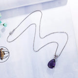 Silver 925 Necklace Women Wedding Amethyst Gemstone Pendant Valentine Gift