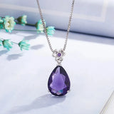 Silver 925 Necklace Women Wedding Amethyst Gemstone Pendant Valentine Gift