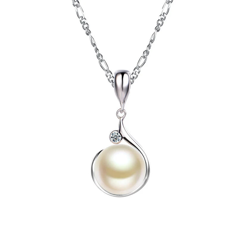 Silver 925 Necklace with Pearl Zircon Pendant Jewelry for Wedding Party