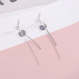 Sterling Silver 925 Long Tassel Drop Earrings Wedding Party