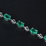 925 Silver Bracelet with Emerald Gemstone and Zircon Ornaments