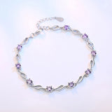 925 Silver Round Amethyst Gemstone Bracelet for Women