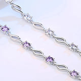 925 Silver Round Amethyst Gemstone Bracelet for Women