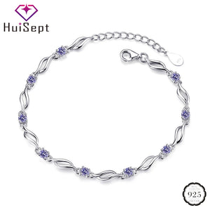 925 Silver Round Amethyst Gemstone Bracelet for Women