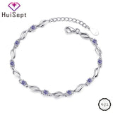 925 Silver Round Amethyst Gemstone Bracelet for Women