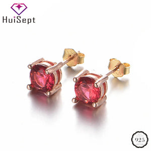925 Silver Ruby Gemstone Stud Earrings Wedding Party Gift
