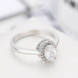 925 Silver Zircon Gemstone Ring for Women Size 6-10