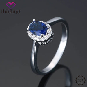 925 Silver Zircon Gemstone Ring for Women Size 6-10